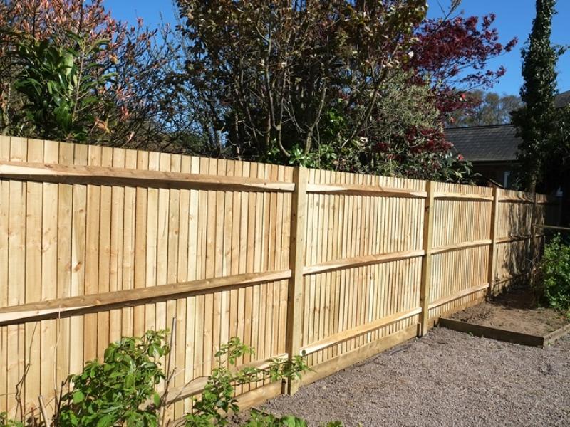 new wooden shiplap dividing fence